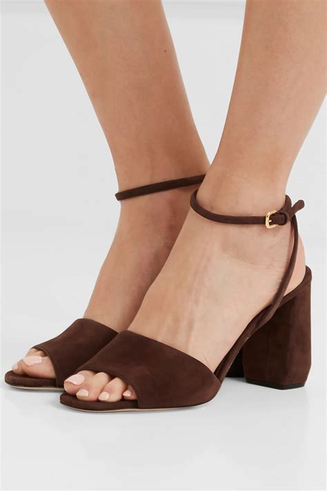 prada 85 suede sandals|Prada wedge sandals.